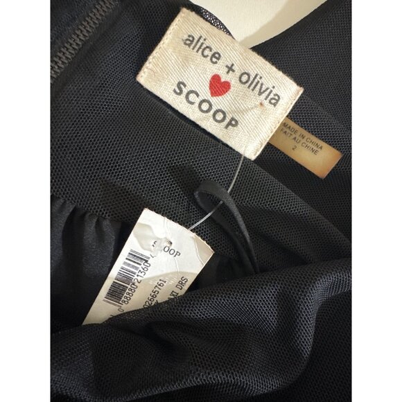 NWT Alice + Olivia Scoop Black & Blue Floral Print Sleeveless Dress Size 2 - Picture 3 of 3